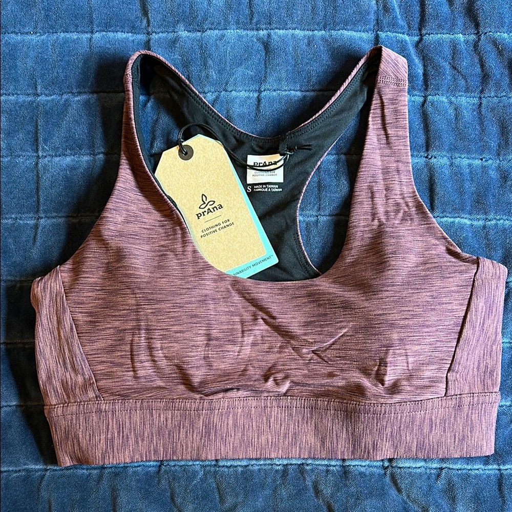 Prana Purple Sports Bra with Racerback Design